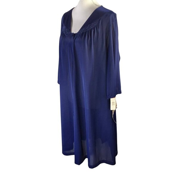 Vassarette Vintage Robe NWT Navy Blue Size XXXL 3XL Nylon USA Lightweight Gown - Picture 1 of 10